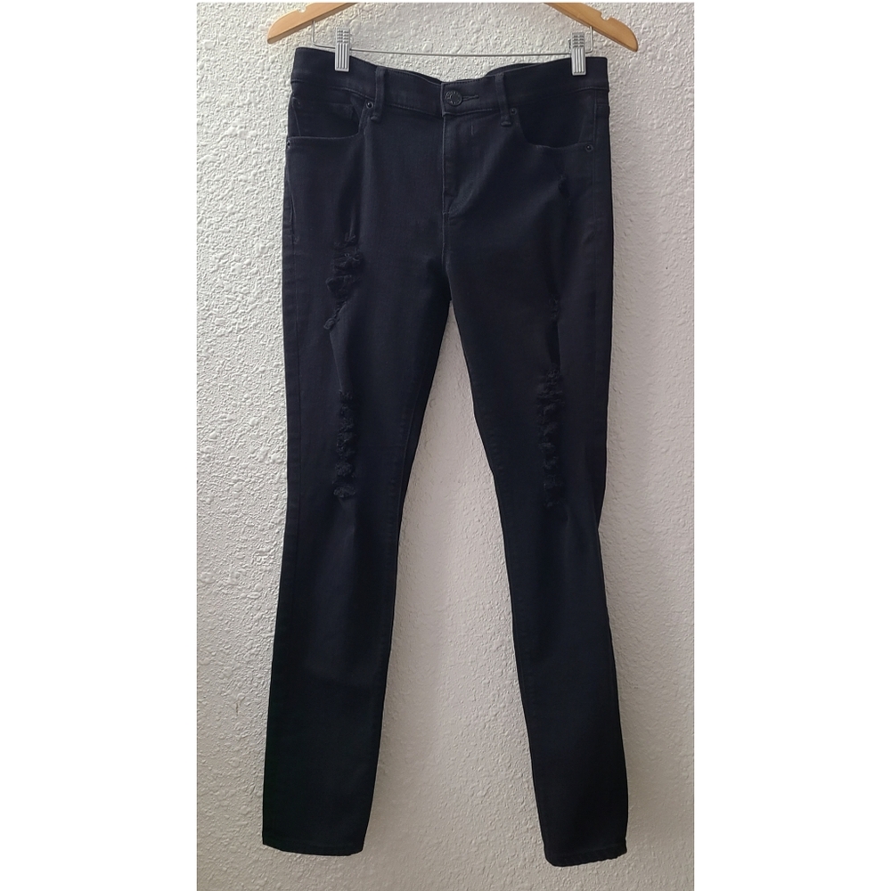 Express distressed faded black mid rise jegging